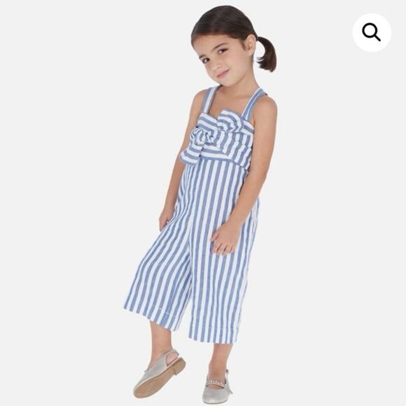 Mayoral Other - MAYORAL BLUE STRIPED JUMPSUIT WITH BOW